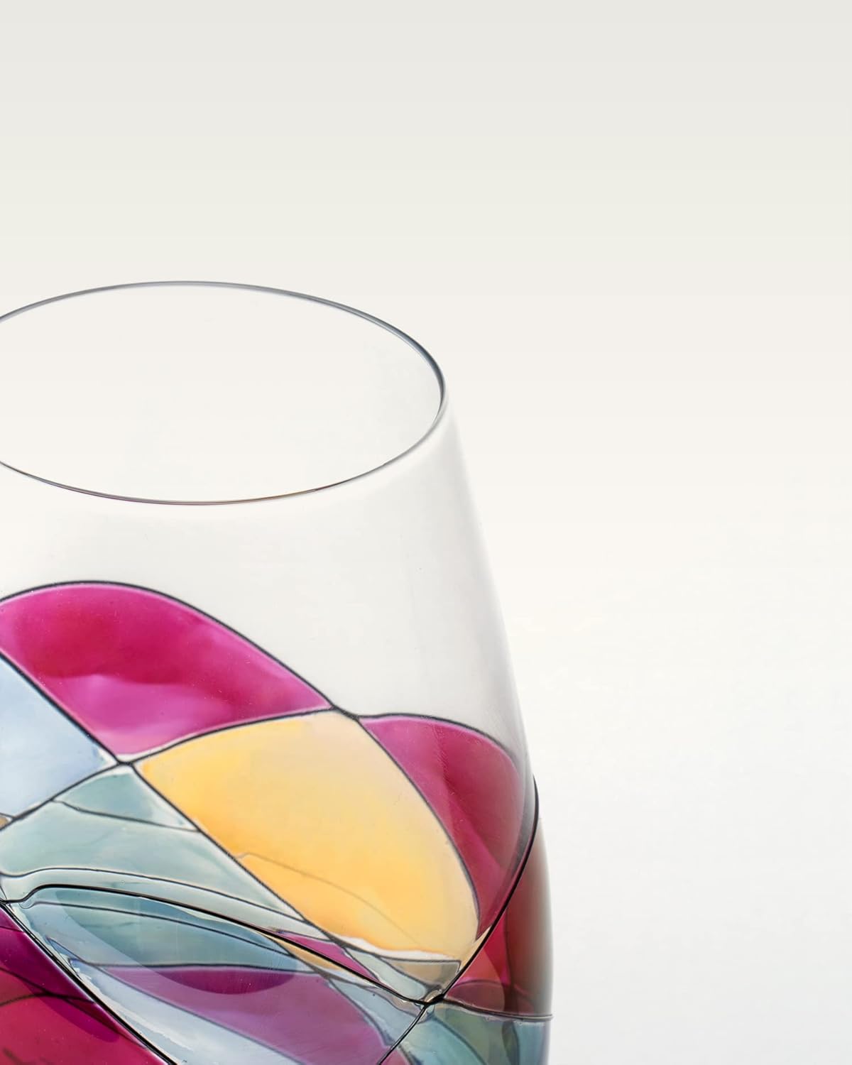 Stemless Wine Glasses – Hand‑Painted Set of 1 Unique Wine Gift for Wedding, Anniversary, Housewarming & Christmas • Sagrada Familia Style • Ideal for Women & Men