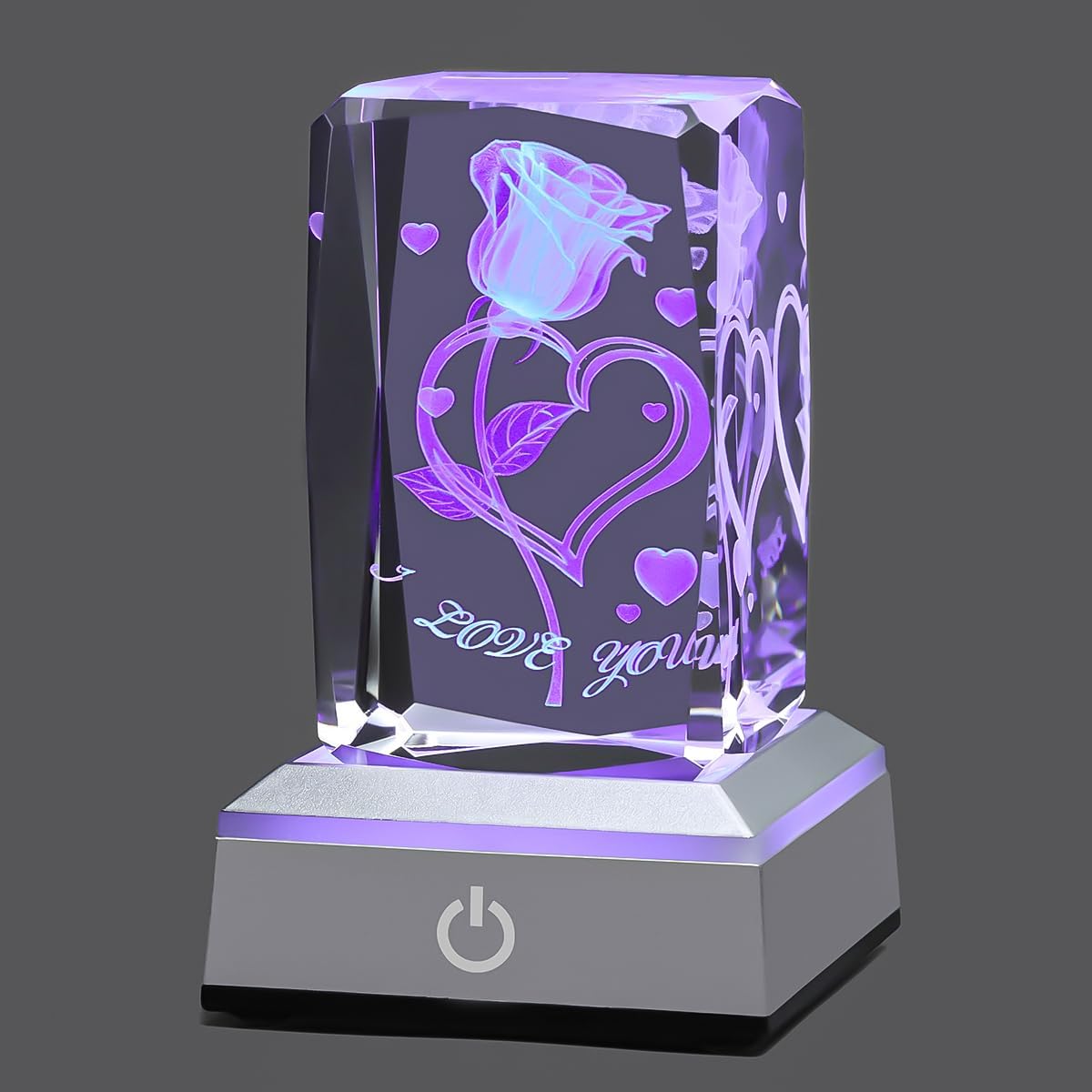 hochance 3D Loverose Crystal Multicolor Nightlight - I Love You Decolamp,Perfect Valentines Gift Ideas for Her My Girlfriend Wife Mom - Unique Anniversary Birthday Presents