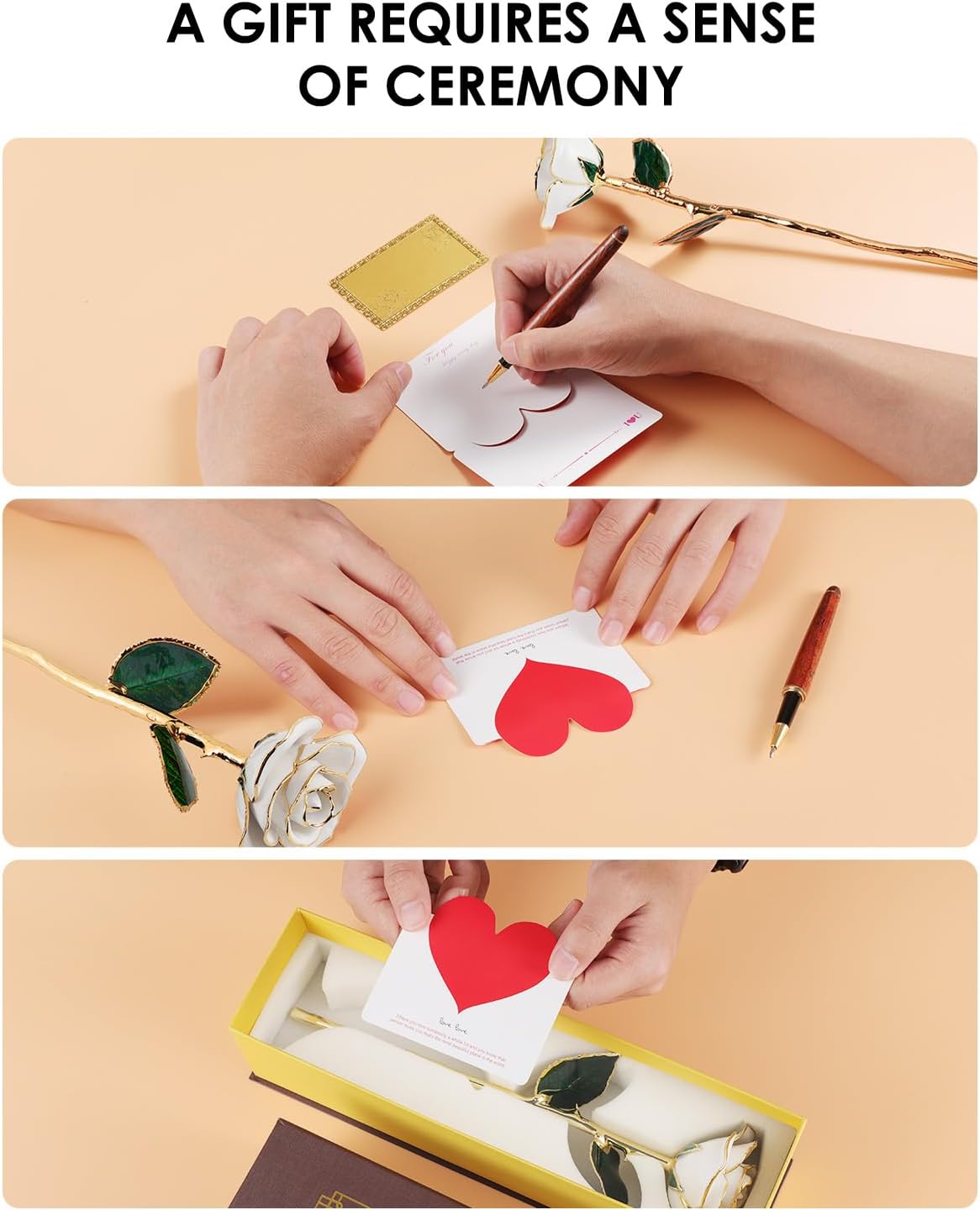24K Gold Dipped Real Rose – Handcrafted, One of a Kind Gift – Timeless Romantic Present for Birthday, Valentine’s, Mother’s Day, Anniversary (Ivory White)