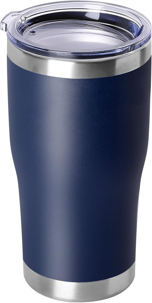 DOMICARE 20oz Tumbler with Lid Stainless Steel Tumblers Bulk, Double Wall Vacuum Insulated Coffee Travel Mug Powder Coated Tumbler, Navy
