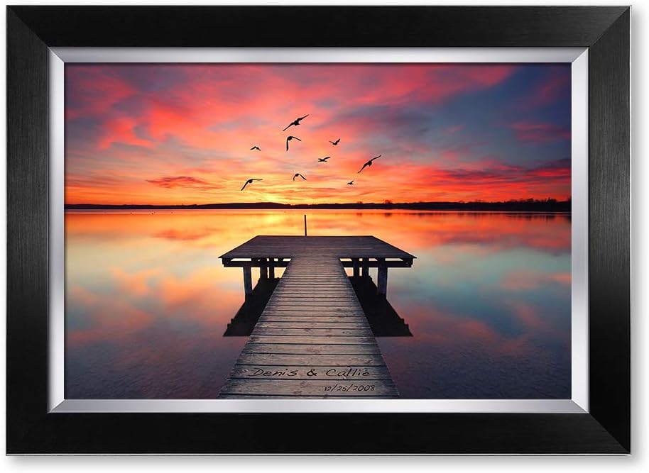 IPIC - Our Own Sunset Personalized Artwork with Names, Customized Gift for Anniversary. Giclee Wallart with High Grade Frame. Picture Size: 18x12