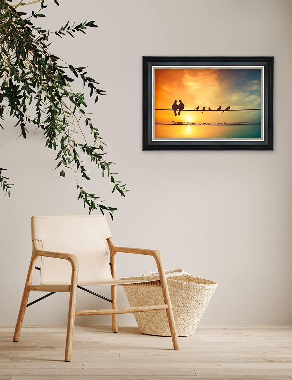 IPIC - We are Family Personalized Framed Wall Art with Names and Date on, Giclee Prints with Solid Wood Frame, Customized Gift and Memorial Gifts for Wedding Anniversary.