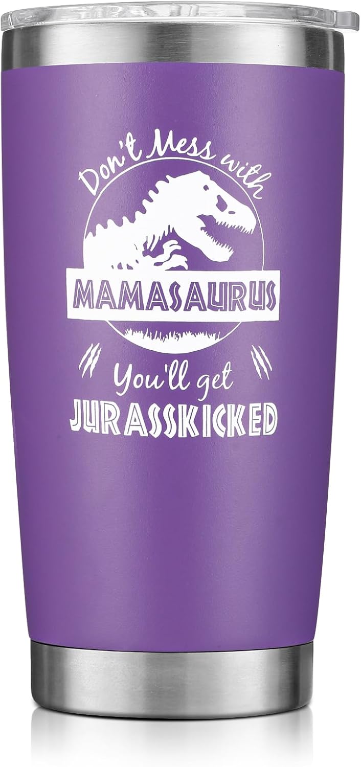 NOWWISH Mom Coffee Tumbler - Gifts for Women, Mother-in-Law, Wife, New Mom - Birthday and Mother's Day Gift from Daughter Son - Purple 20 Oz