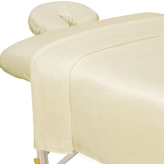 ForPro Professional Collection Premium Microfiber 3-Piece Massage Sheet Set, Natural, Ultra-Light, Stain, and Wrinkle-Resistant Includes Massage Flat and Fitted Sheet and Massage Face Rest Cover