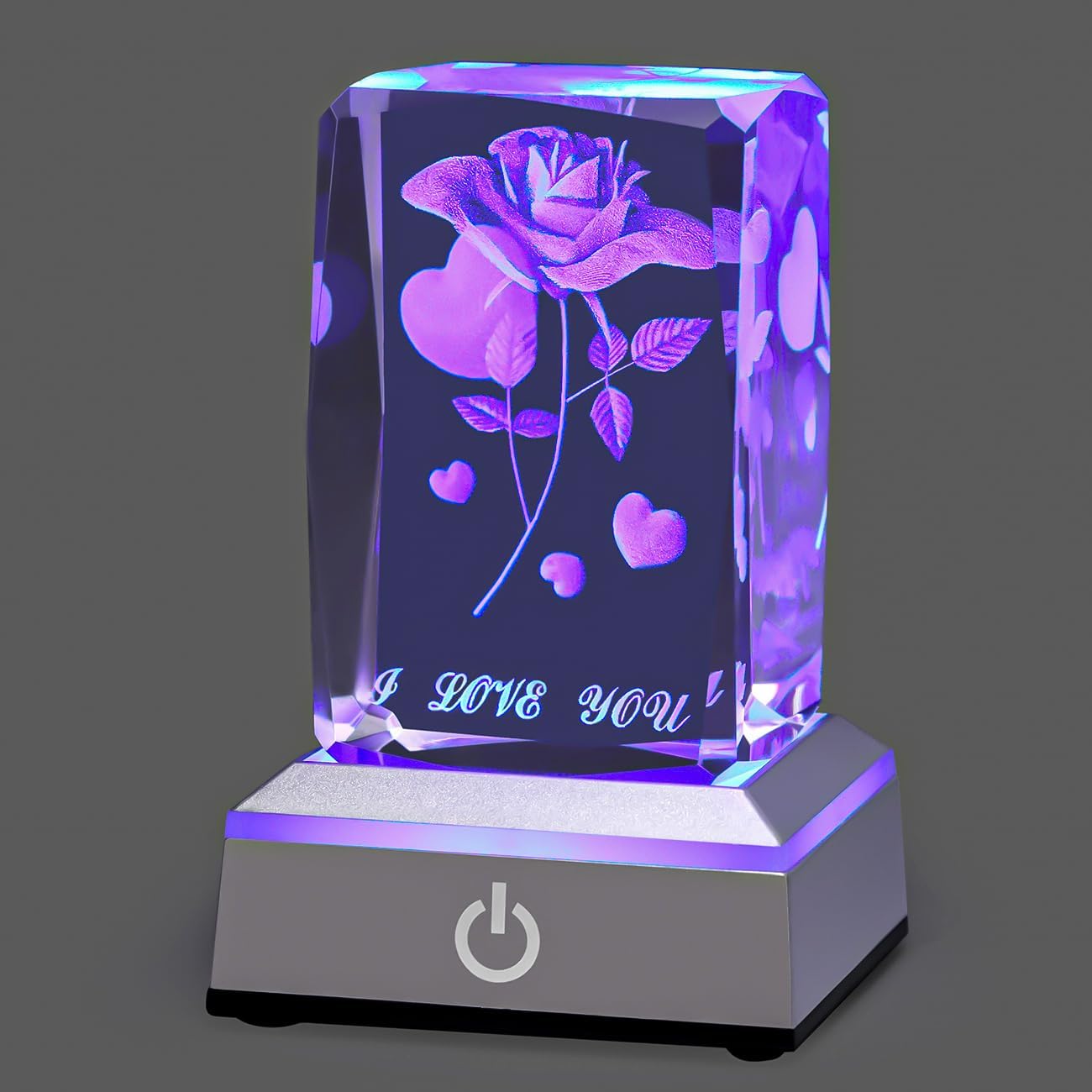 hochance 3D Rose Crystal Multicolor Nightlight - I Love You Decolamp,Perfect Valentines Gift Ideas for Her My Girlfriend Wife Mom - Unique Anniversary Birthday Presents