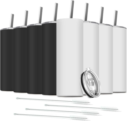 Tumbler with Straw and Lid, Insulated Coffee Travel Mug Tumbler 20 oz Stainless Steel Double Wall Reusable for Iced Drink, Women and Men Gift, Home Office, Outdoor