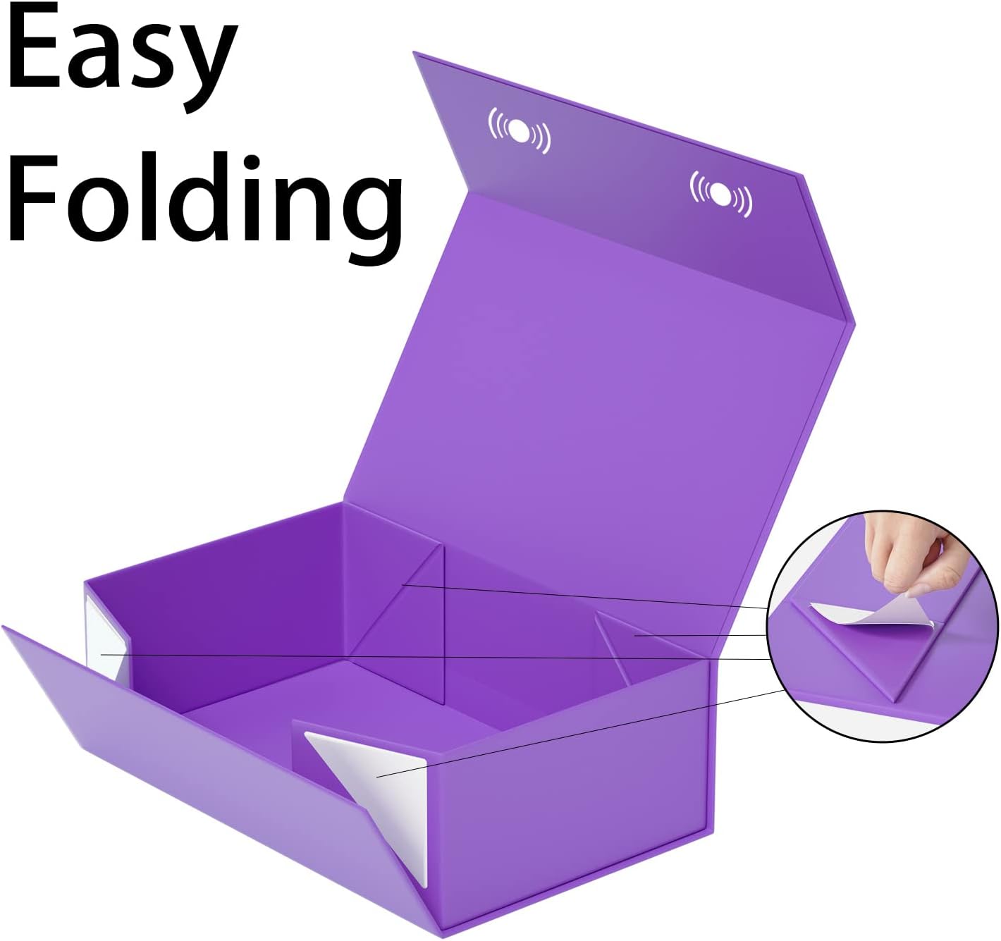 Purple Gift Box, 12x6x4'' Gift box for Presents with Lids Magnetic Closure Rectangle Collapsible for Bridesmaid Proposal Box, Wedding, Christmas, Halloween, Birthday Gift Packging