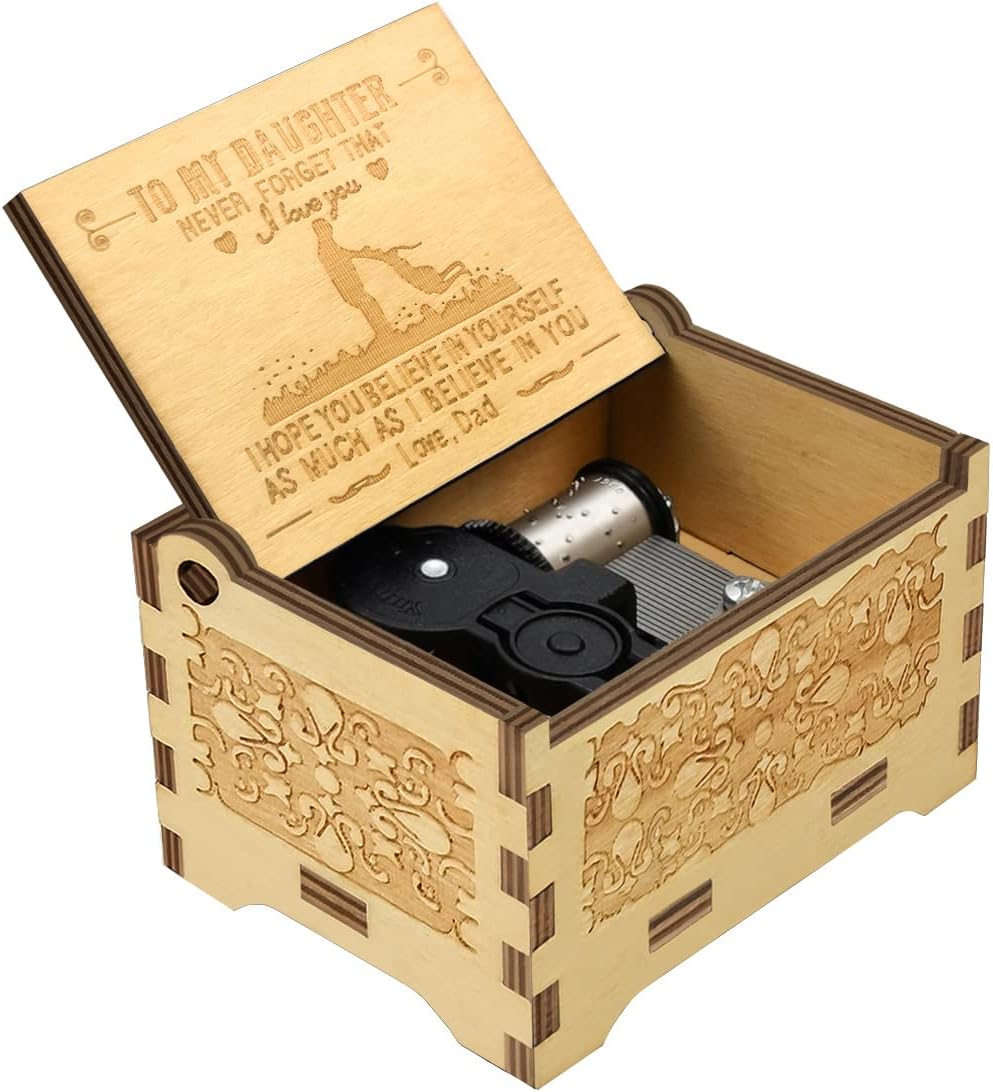 Daughter Gifts from Dad, Wooden Music Box, Dad to Daughter Gifts, Suitable for Birthday/Christmas/Keepsake
