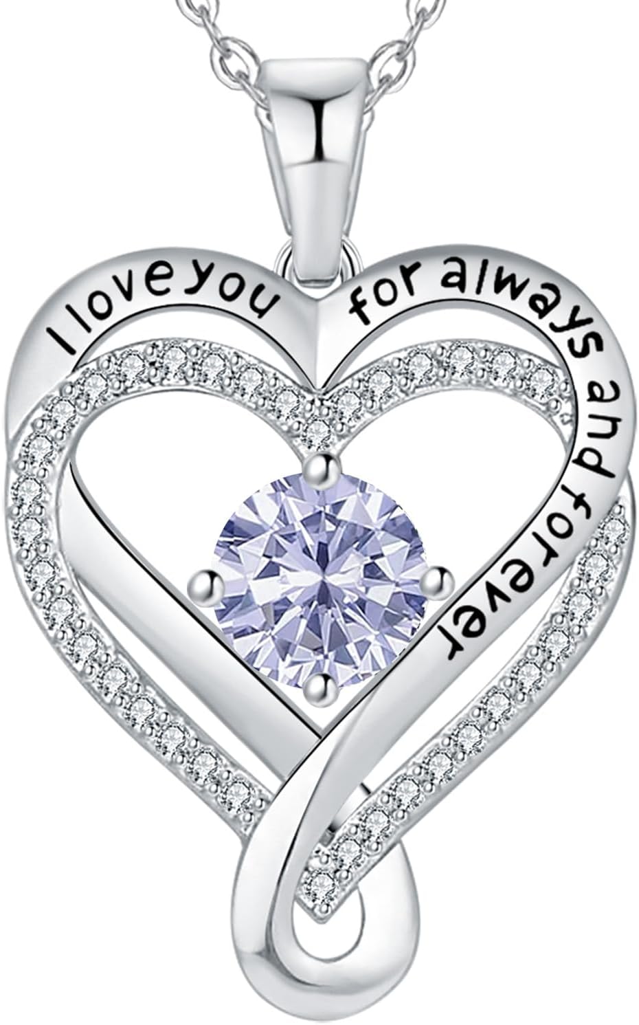 Jewelry for Women Wife Infinity Heart Birthstone I Love You Necklace S925 Anniversary Women Necklaces for Her Wife Birthday Gift Ideas, Birthday Present for Girlfriend Mom Daughter Sterling Silver