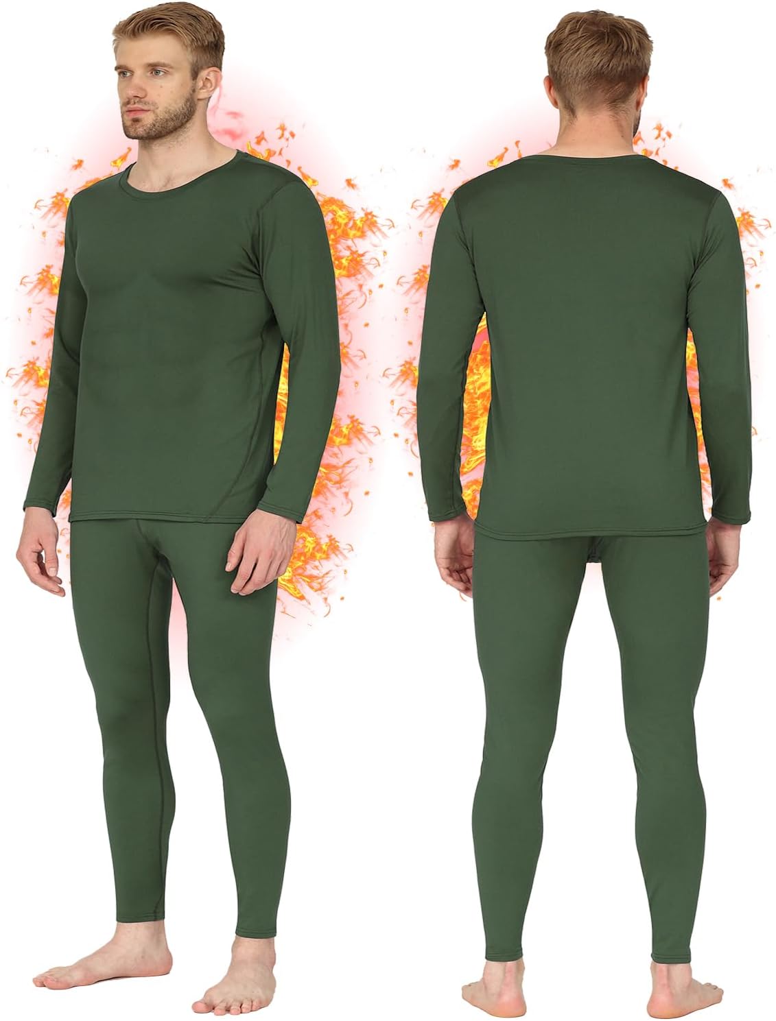 HEROBIKER Long Johns Thermal Underwear for Men Skiing Winter Warm Hunting Gear Fleece Lined Base Layer Set Top Bottom