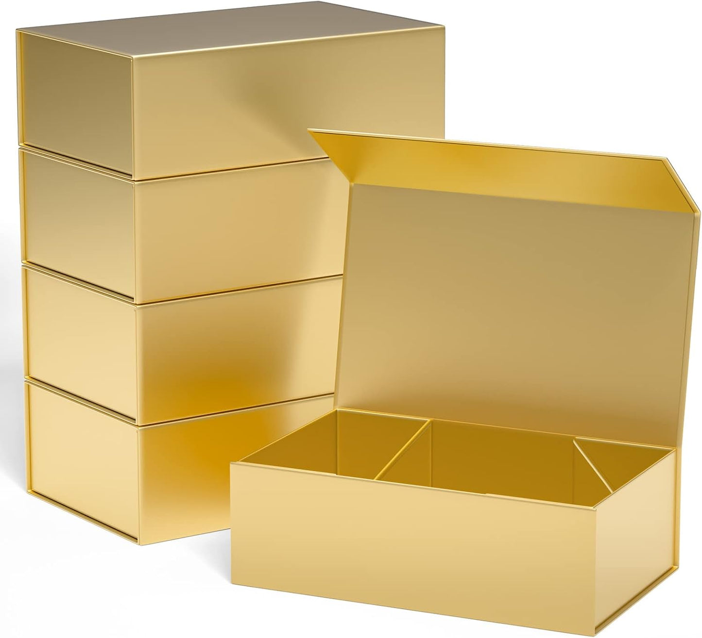 Gold Gift Boxes 10"x6"x3" with Magnetic Closure Lid Gift Boxes for Presents,Bridesmaid Gifts Box,Cute Box,Luxury for Gift Packaging, Magnetic Gift Box for Wrapping Gifts (Gold/5PCS)