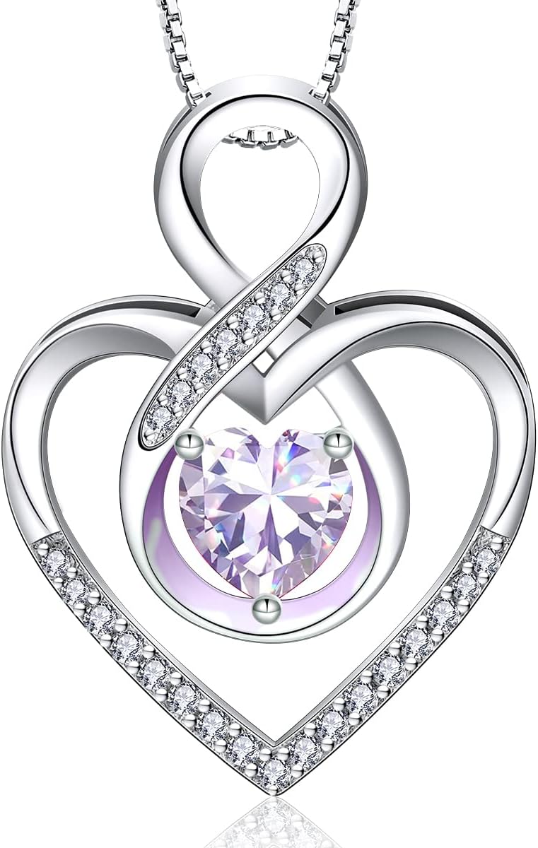 RIVIKO Infinity Heart Symbol Necklace for Women 925 Sterling Silver Love Heart Pendant Valentine's Day Mother's Day Anniversary Birthday Christmas Jewelry Gifts for Women Mom Wife Sister Her Friends