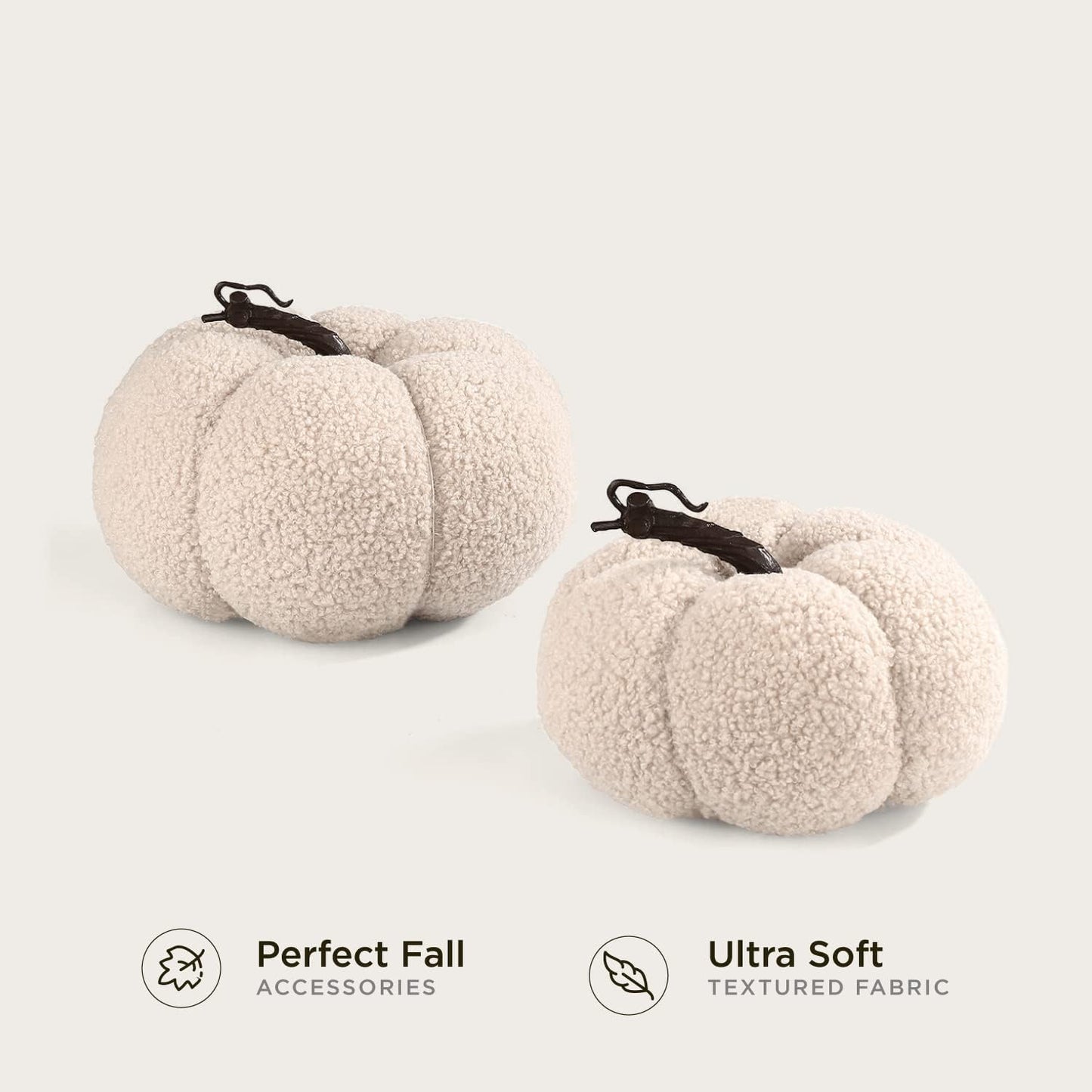 LampLust Plush Pumpkin Decor, Pack of 2, Sand Faux Pumpkins for Thanksgiving Table Centerpiece, Rustic Farmhouse Decor, Fall Halloween Decorations