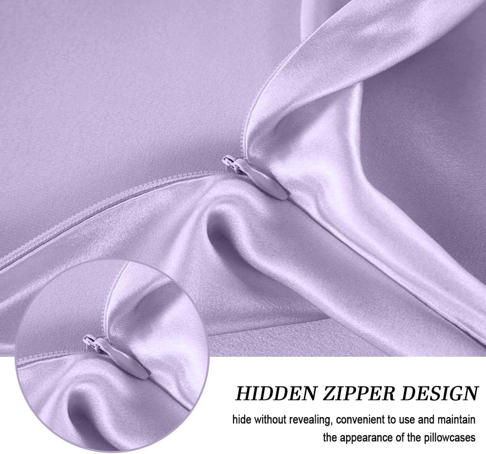 100% Mulberry Silk Pillowcases Set of 2 for Hair and Skin and Super Soft and Breathable King Size Nature Silk Pillowcases (King, Light Purple)