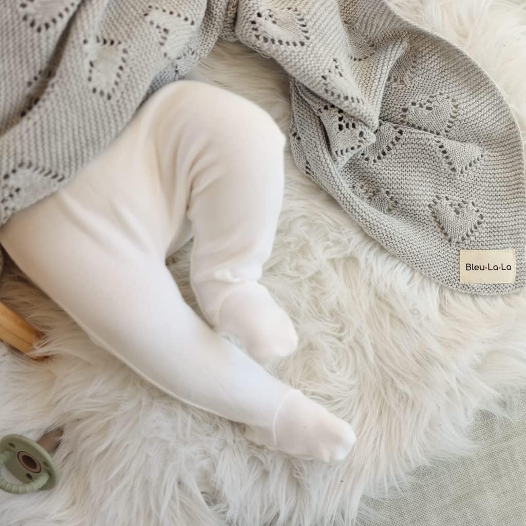 100% Cotton Unisex Knit Swaddle Baby Blanket for Girls and Boys - Soft Warm Cozy Swaddler Receiving Cuddle Stroller Crib Heart Blanket for Newborns, Infants Toddlers (Grey, 0-2 Years)