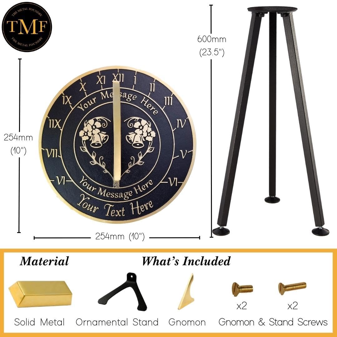 The Metal Foundry Personalized China 20th Large Sundial - Recycled Solid Metal UK Manufactured Home Decor Or Garden Present Idea ForParents, Friends Or Couple On 20 Years Marriage