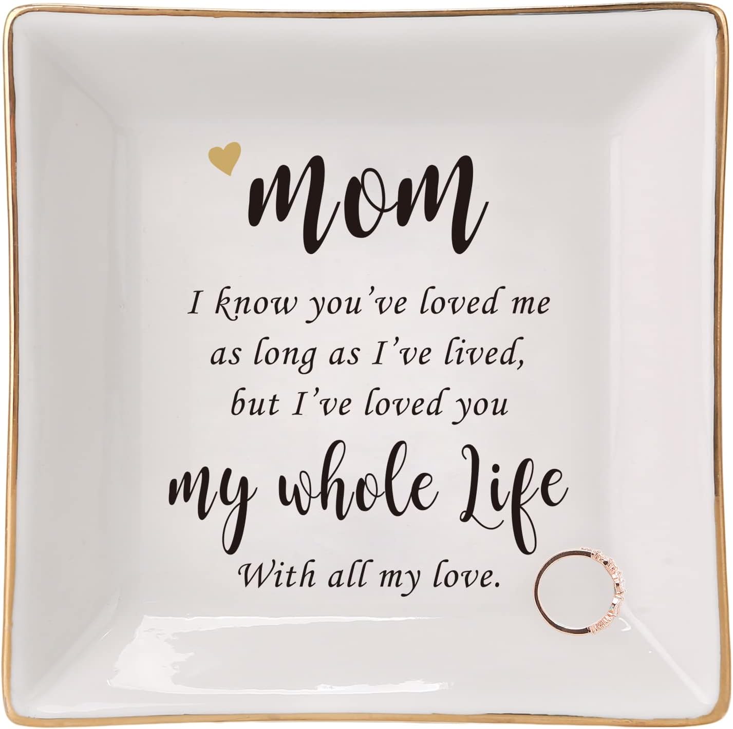 HOME SMILE Ceramic Ring Dish Jewelry Tray for Mom Sister Friends