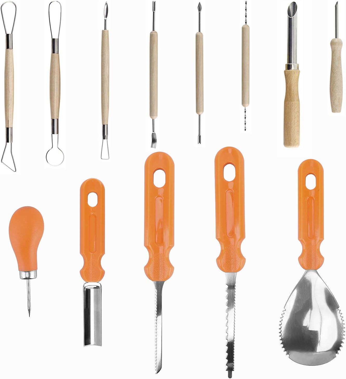 Halloween Pumpkin Carving Tools, Halloween Jack-O-Lanterns 13 Piece Professional pumpkin cutting supplies tools Kit stainless steel lengthening and thickening