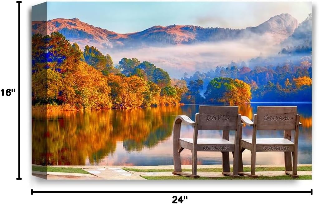 IPIC - Grow Old Together, Personalized Artwork with Names and Date on, Customized Gift for Anniversary,Wedding,Birthday and Holidays. 24x16