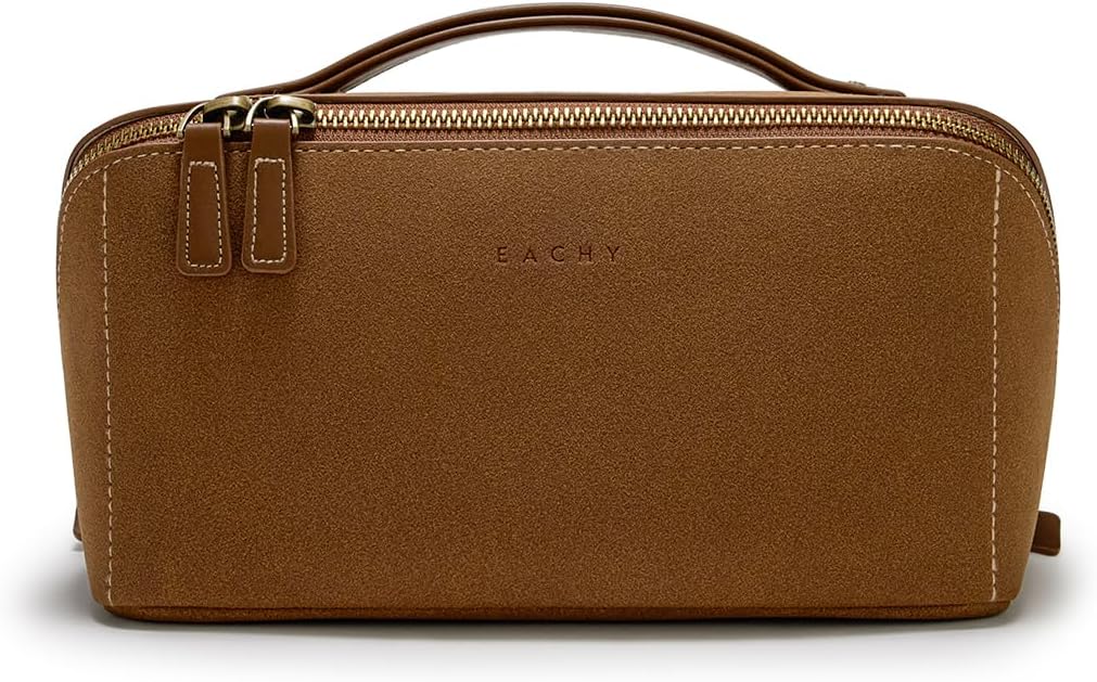 EACHY Travel Makeup Bag,Large Capacity Cosmetic Bags for Women,Waterproof Portable Pouch Open Flat Toiletry Bag Pattern Makeup Bag