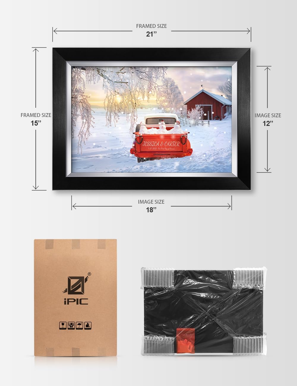 IPIC - Timeless Love Through the Seasons, Winter, Personalized Canvas Wall Art with Names, Custom Gift for Couples, Romantic Anniversary or Wedding Present for Bedroom or Living Room Decor