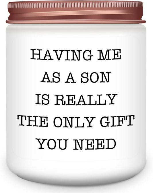 Homsolver Gifts for Mom from Son, Christmas Mothers Day Birthday Gifts for Mom, Stocking Stuffers for Moms, Funny Lavender Mother Candle Gift Idea from Son