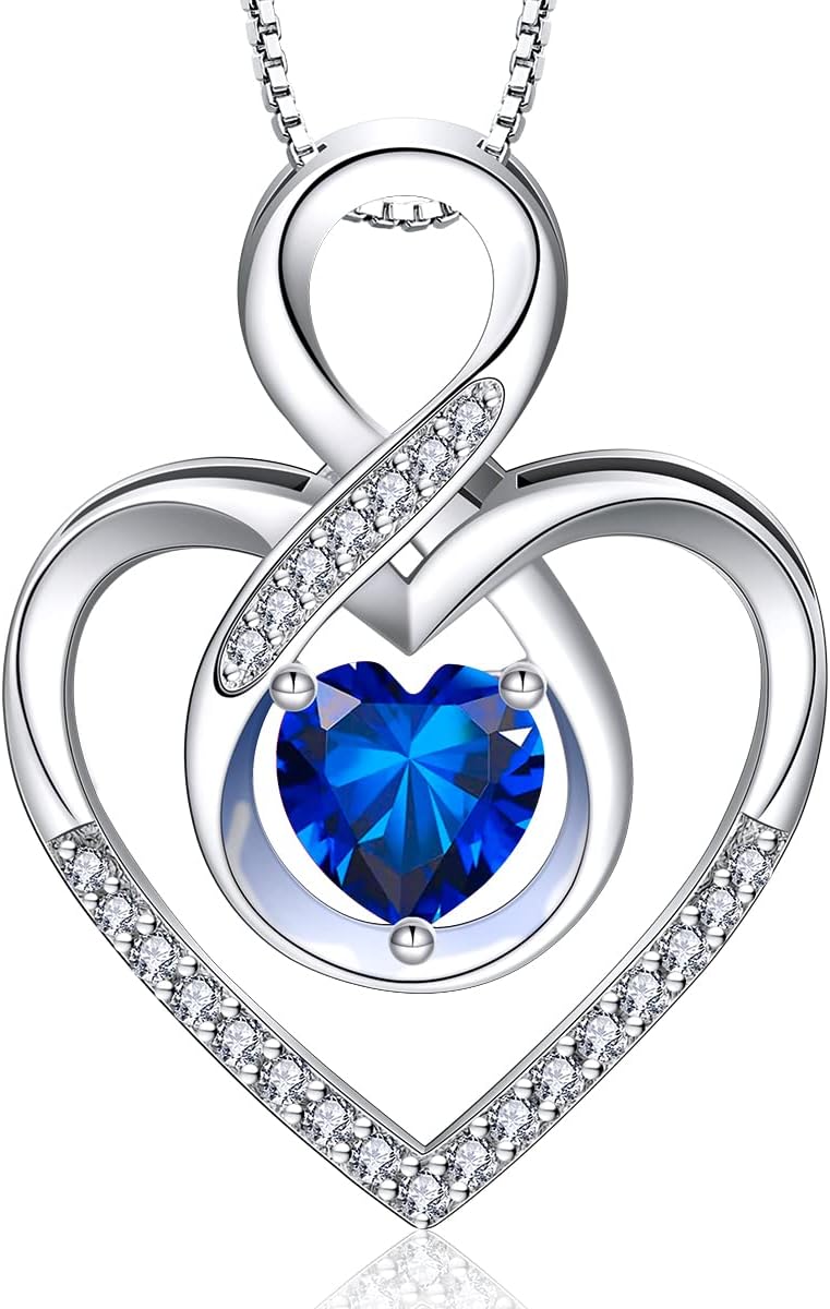 RIVIKO Infinity Heart Symbol Necklace for Women 925 Sterling Silver Love Heart Pendant Valentine's Day Mother's Day Anniversary Birthday Christmas Jewelry Gifts for Women Mom Wife Sister Her Friends