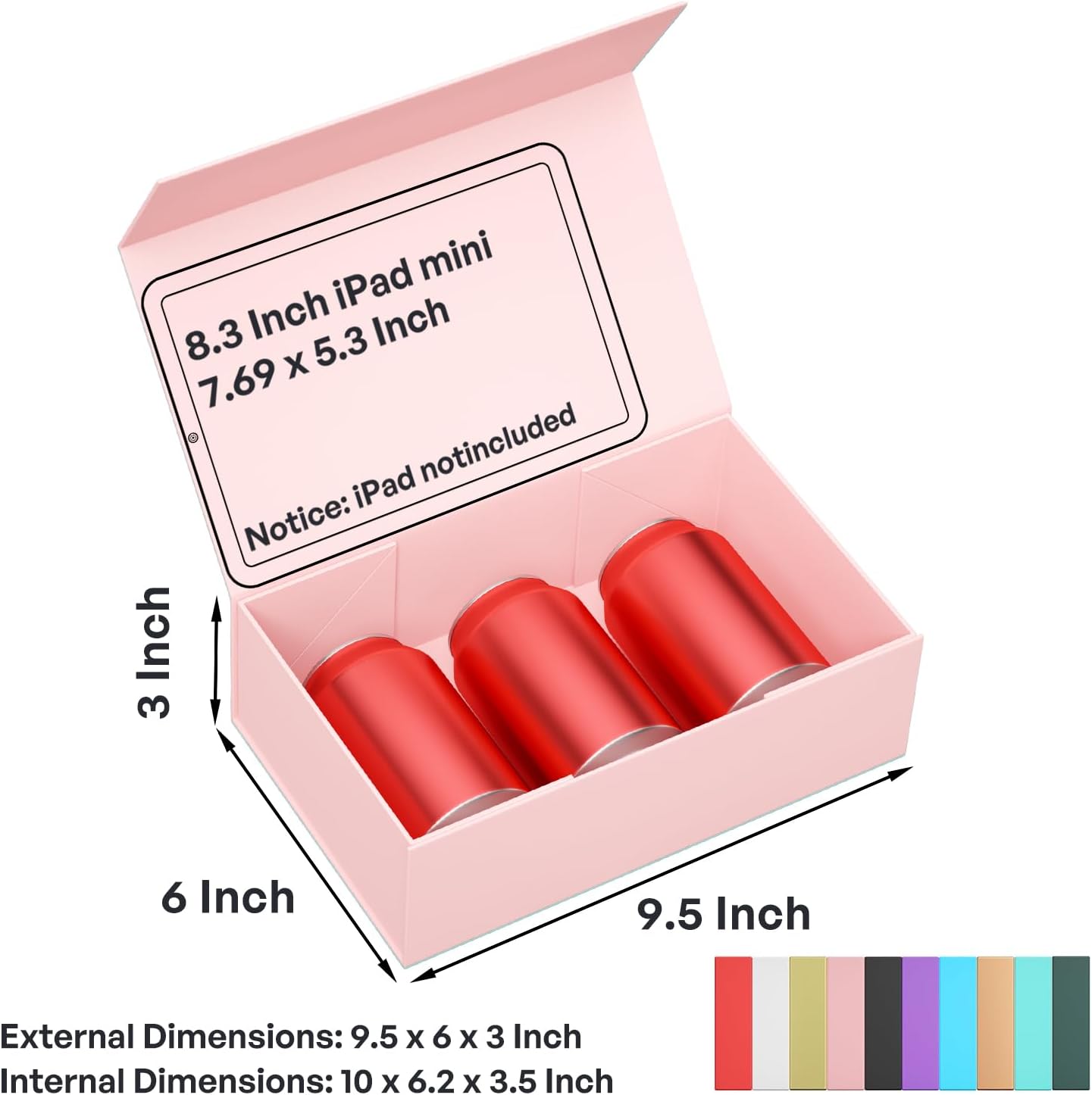 5 Pack Pink Gift Box, 9.5x6x3'' Gift boxes for Presents with Lids Magnetic Closure Rectangle Collapsible for Bridesmaid Proposal Box, Wedding, Christmas, Halloween, Birthday Gift Packging