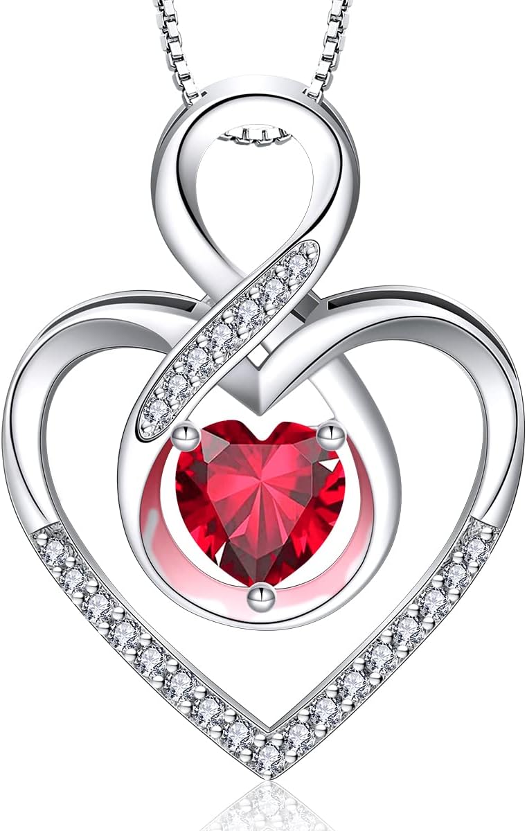 RIVIKO Infinity Heart Symbol Necklace for Women 925 Sterling Silver Love Heart Pendant Valentine's Day Mother's Day Anniversary Birthday Christmas Jewelry Gifts for Women Mom Wife Sister Her Friends