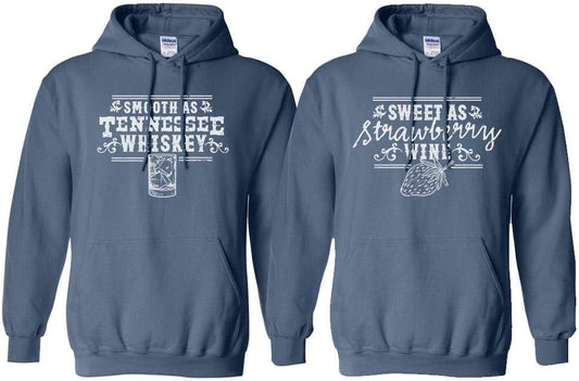 Whiskey and Wine Country Couples His & Hers Duo Matching Hoodie Sweatshirt Unisex