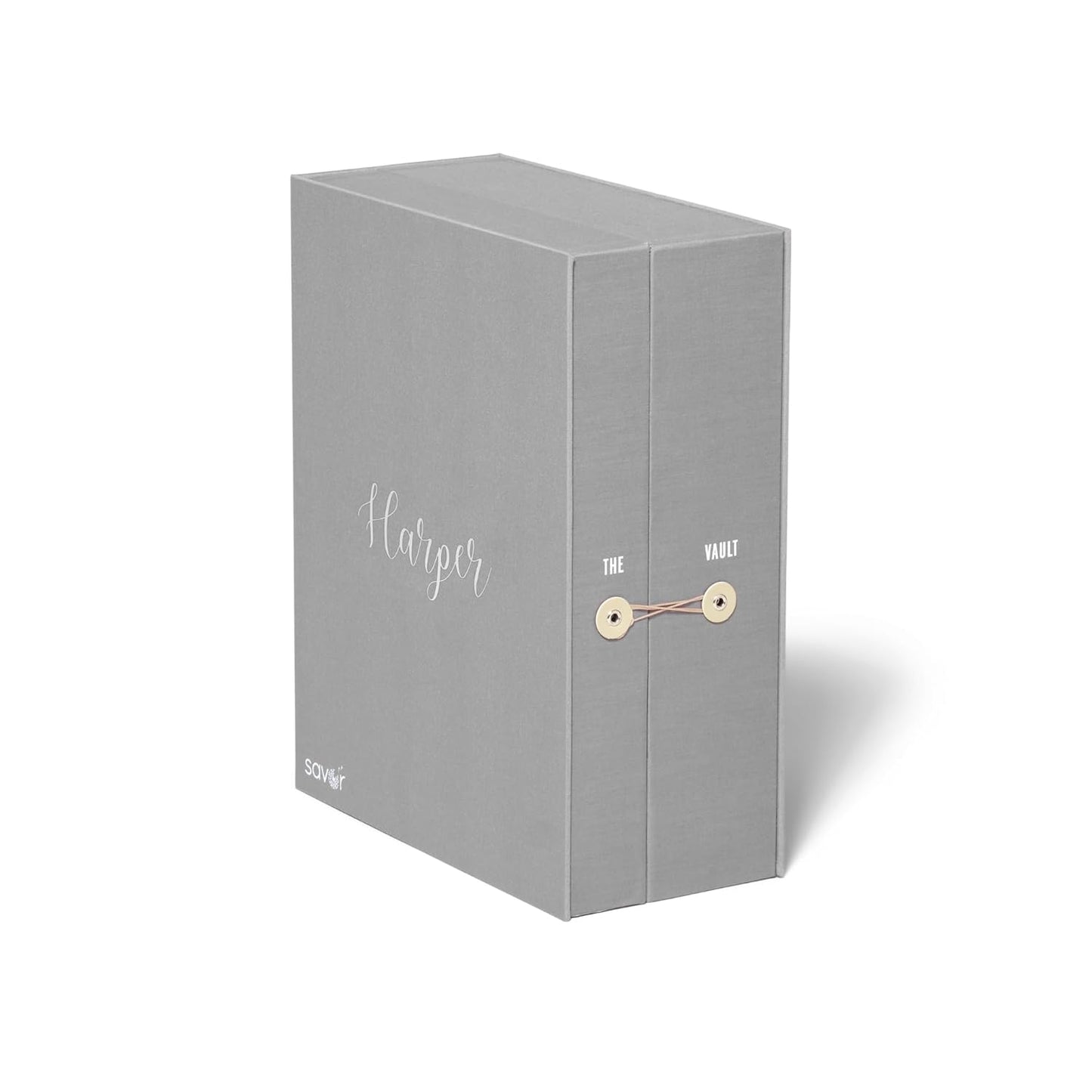 Savor | Personalized Baby Keepsake Organizer Box | Customizable Fabric Bound Acid-Free Modern Minimalist Newborn Memory Box with Labels | for Pregnancy, Mother’s Day, Baby Shower, New Baby Girl & Boy