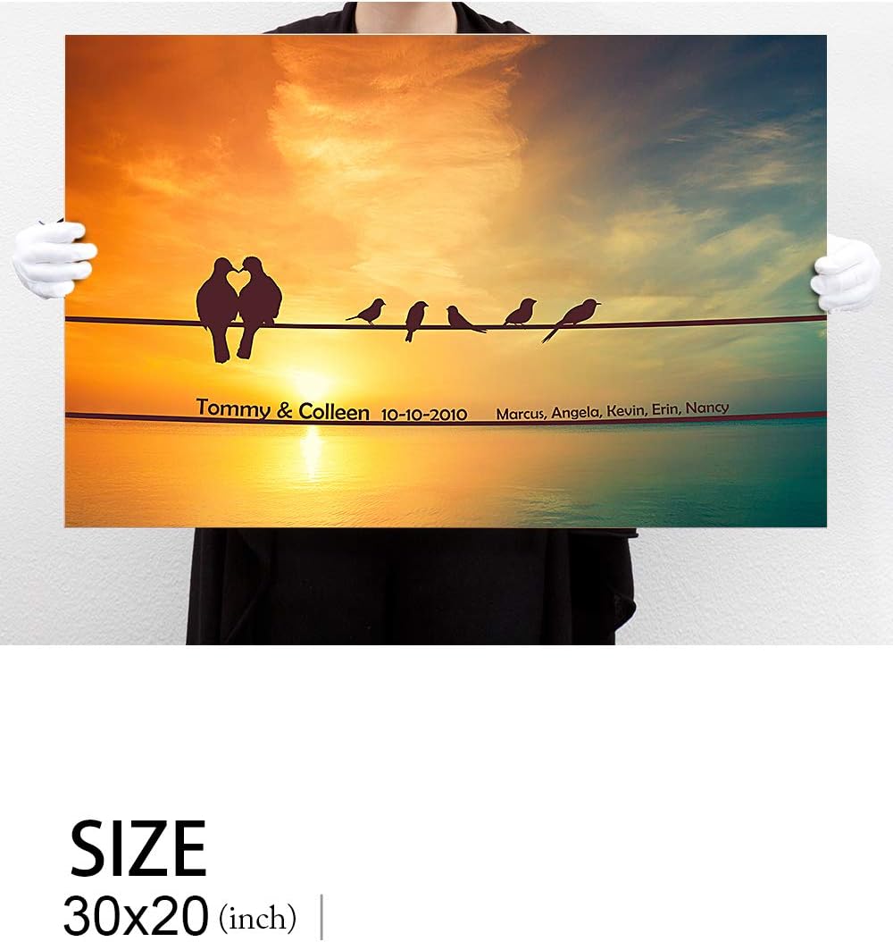 IPIC - We Are Family Personalized Artwork with Names, Customized Gift for Anniversary, Giclee Canvas Wall Art.. 30x20