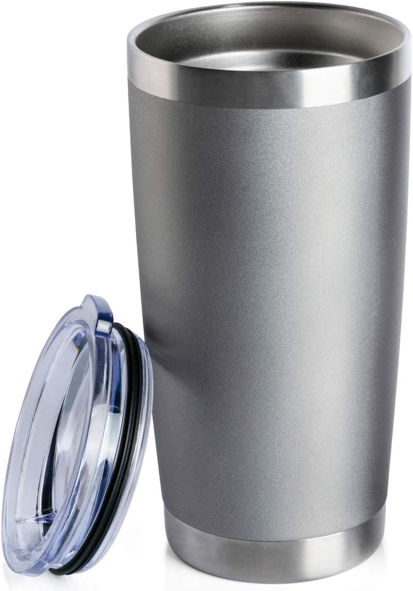 12 pack 20 OZ Double Wall Stainless Steel Vacuum Insulated Tumbler Coffee Travel Mug With Lid, Durable Powder Coated Insulated Coffee Cup for Cold & Hot Drinks (Gray, 12 pack)