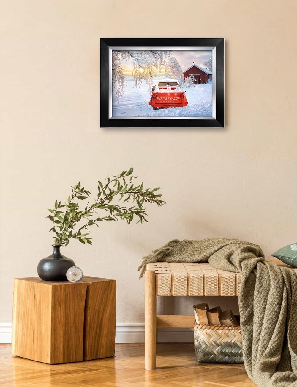 IPIC - Timeless Love Through the Seasons, Winter, Personalized Canvas Wall Art with Names, Custom Gift for Couples, Romantic Anniversary or Wedding Present for Bedroom or Living Room Decor