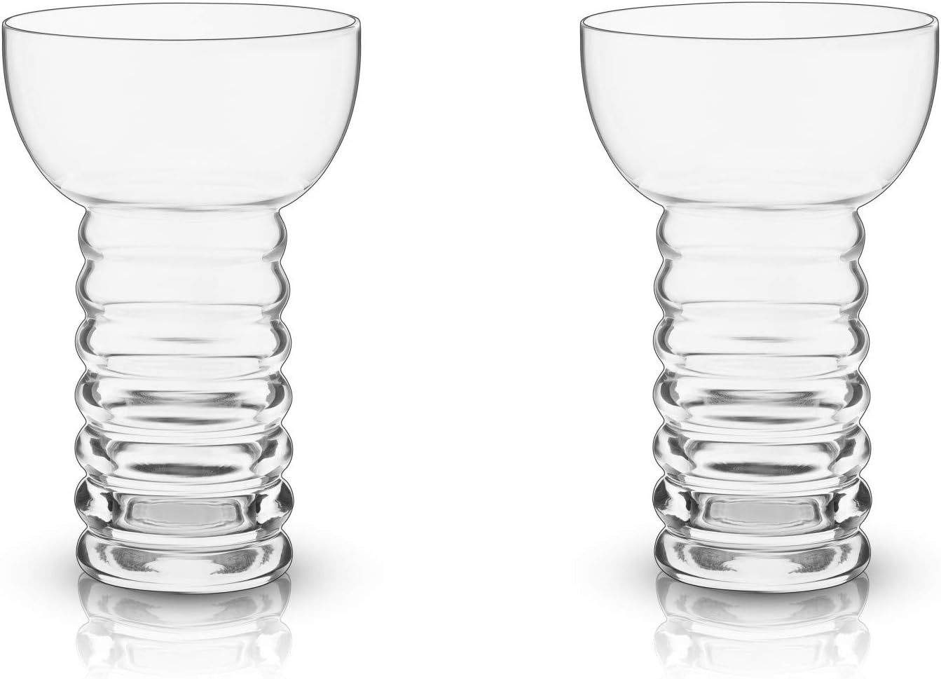 Viski Pacific Crystal Pearl Diver Tropical Tiki Tumbler Set of 2 - Premium Crystal Clear Glass, Stylish Tiki Glasses for Cocktails Gift Set, 12 oz