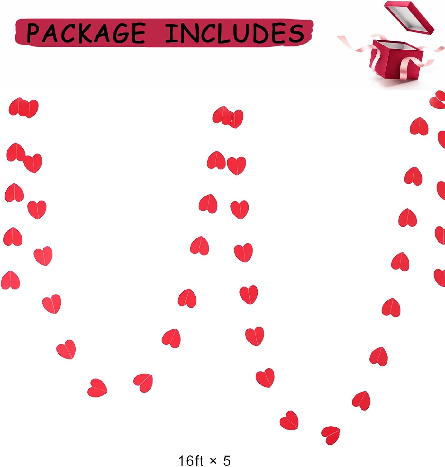 Anniversary Decorations, Happy Anniversary Banner, Hanging String Hearts, Red and Gold Balloons, Love Balloon, Red Silk Rose Petals for Wedding Bridal Shower Bachelorette Party Decorations