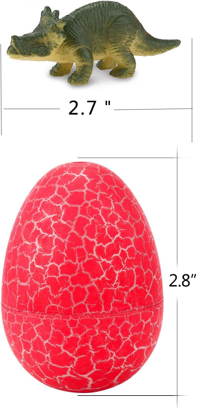 12 Dinosaur Eggs Toys, Surprise Pack with 12 Unique Dinosaur Figures,Goodie Bag Stuffers,Pinata fillers, Easter Eggs dongcoh,Carnival Prizes Treasure Box (12 Dinosaur Eggs Toys)