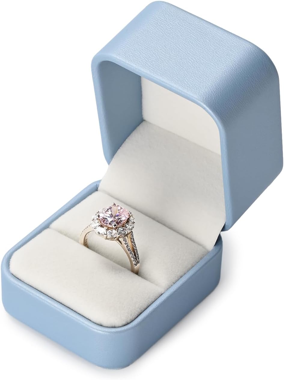 Oirlv Luxury Leather Jewelry Ring Box Engagement Ring Box Wedding Day Keepsake Case(Sky Blue)