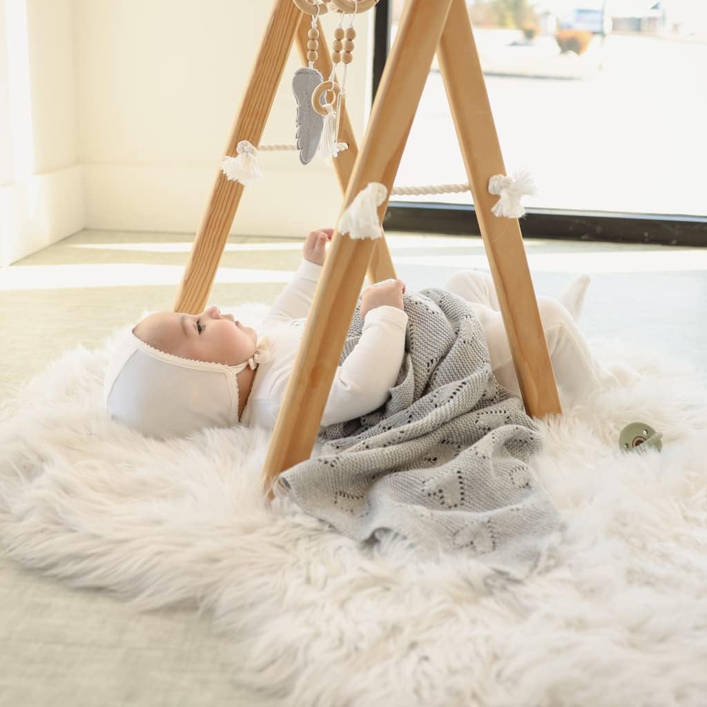 100% Cotton Unisex Knit Swaddle Baby Blanket for Girls and Boys - Soft Warm Cozy Swaddler Receiving Cuddle Stroller Crib Heart Blanket for Newborns, Infants Toddlers (Grey, 0-2 Years)
