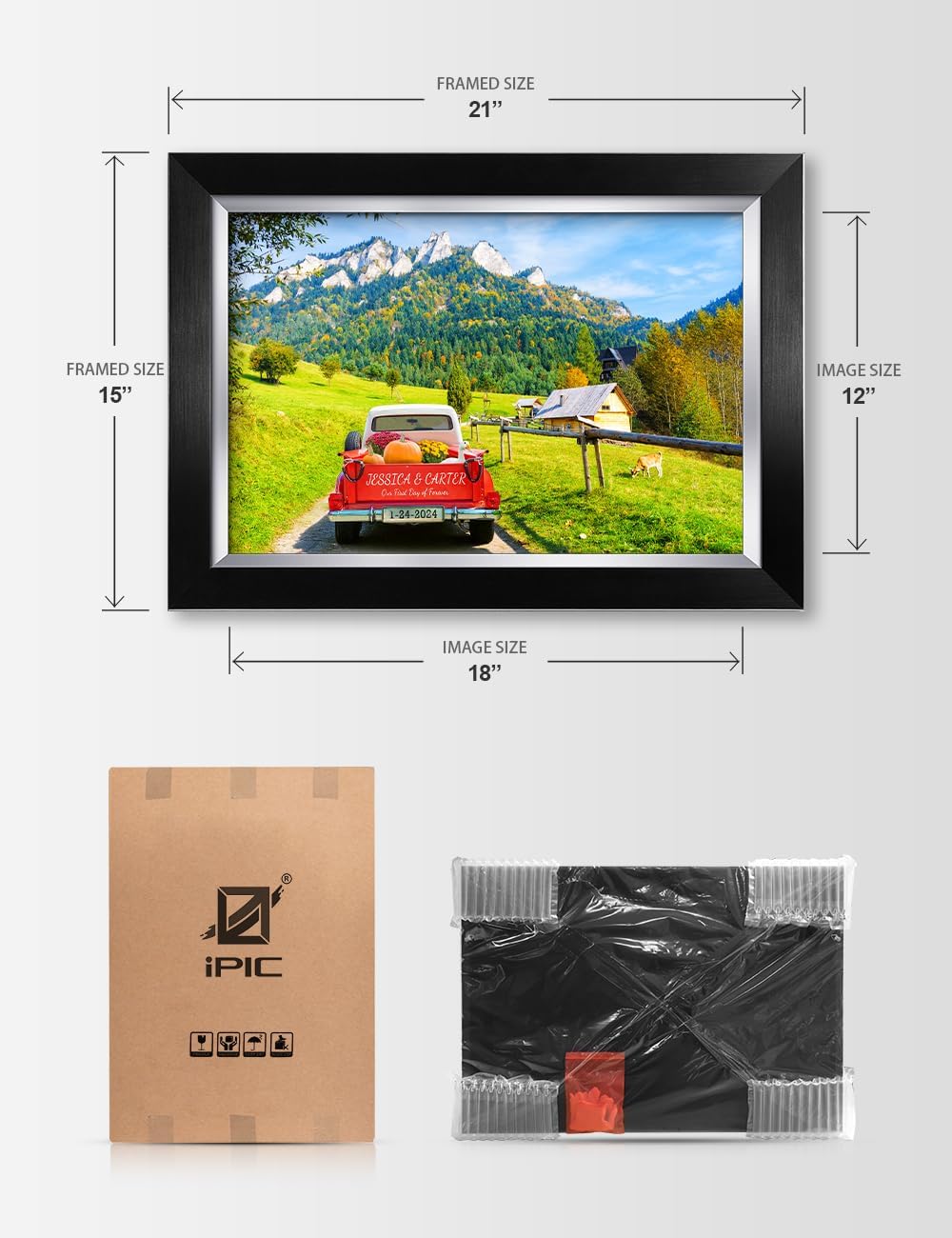 IPIC - Timeless Love Through the Seasons, Summer Personalized Framed Wall Art with Names, Custom Anniversary or Wedding Gift for Couples, Romantic Home Decor for Bedroom or Living Room