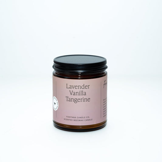 Fontana Candle Co Wood Wick Beeswax Jar Candles, Lavender Vanilla Tangerine - Made with Coconut Oil & Pure Essential Oils – Clean Burn, Long Lasting and Non-Toxic Candles for Home & Room Decor