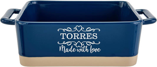 Let's Make Memories Personalized Made With Love Stoneware Square Baker - Cookware - For Her - Navy