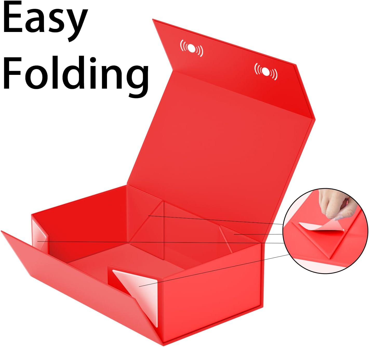 5 Pack Red Gift Box, 12x6x4'' Gift box for Presents with Lids Magnetic Closure Rectangle Collapsible for Bridesmaid Proposal Box, Wedding, Christmas, Halloween, Birthday Gift Packging