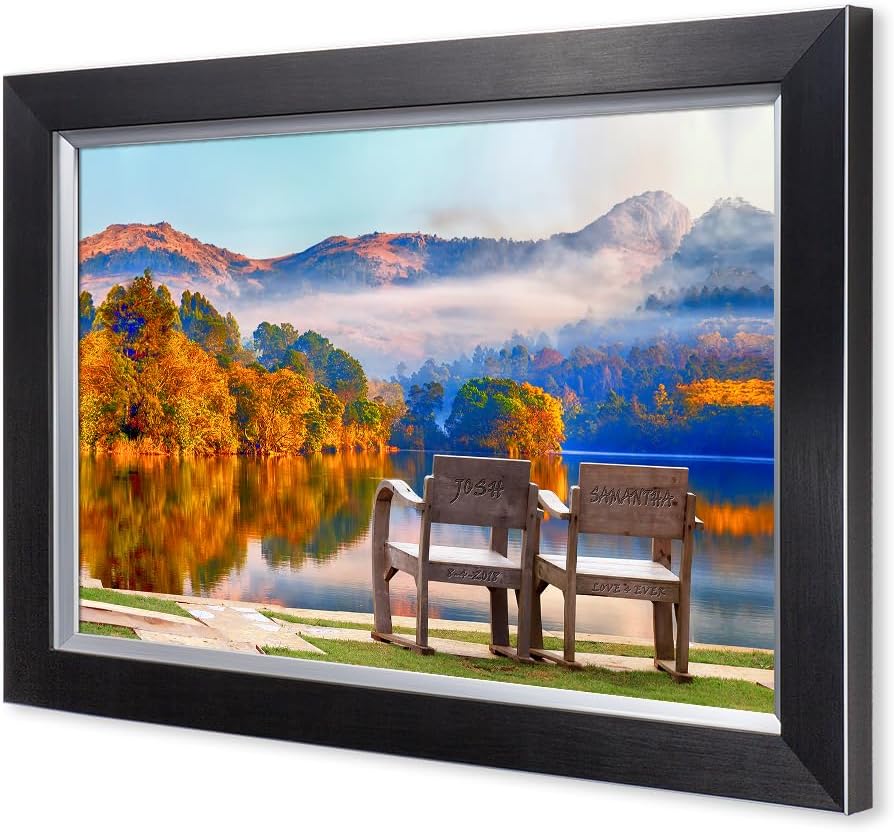 IPIC - Grow Old Together, Personalized Artwork with Names and Date on for Home Decor, Customized Gift for Anniversary,Wedding,Birthday and Holidays. Picture size: 18x12, Framed Size: 21x15
