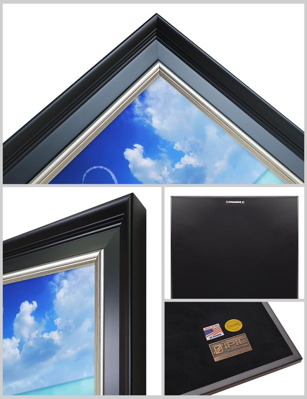 IPIC - Seaside Skywriting Personalized Framed Wall Art with Names and Date on, Giclee Prints with Solid Wood Frame, Customized Gift and Memorial Gifts for Wedding Anniversary.
