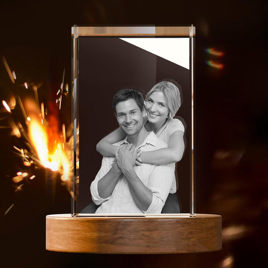 3D Crystal Photo, Customized Gifts for Women Men Wife Husband Mom Father, Personalized Gifts with 3D Laser Etched, Engraved Inside the Crystal Using Your Photo Customized Memorial-SmallRectangle