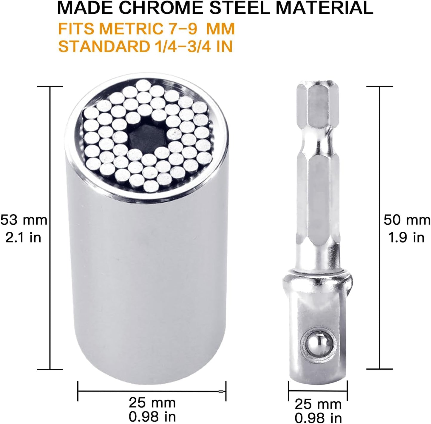 Gifts for Men, Stocking Stuffers for Adults Men, Super Universal Socket Tool, Birthday Christmas Dad Gifts for Dad Him Husband, Grip Socket Set w/Power Drill Adapter, Cool Tools Gadgets for Mens Gifts