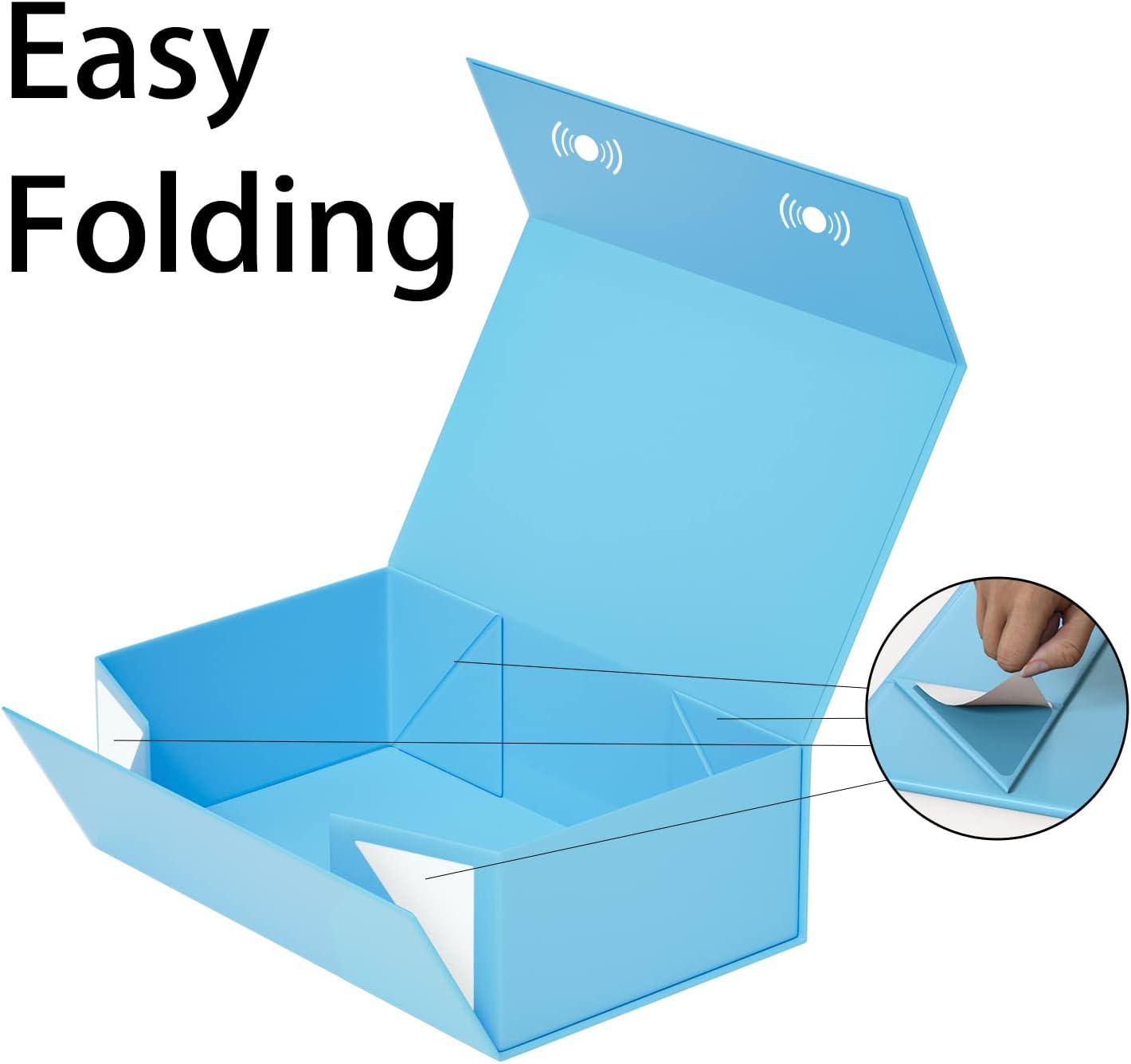 Blue Gift Box, 9.5x6x3'' Gift box for Presents with Lids Magnetic Closure Rectangle Collapsible for Bridesmaid Proposal Box, Wedding, Christmas, Halloween, Birthday Gift Packging