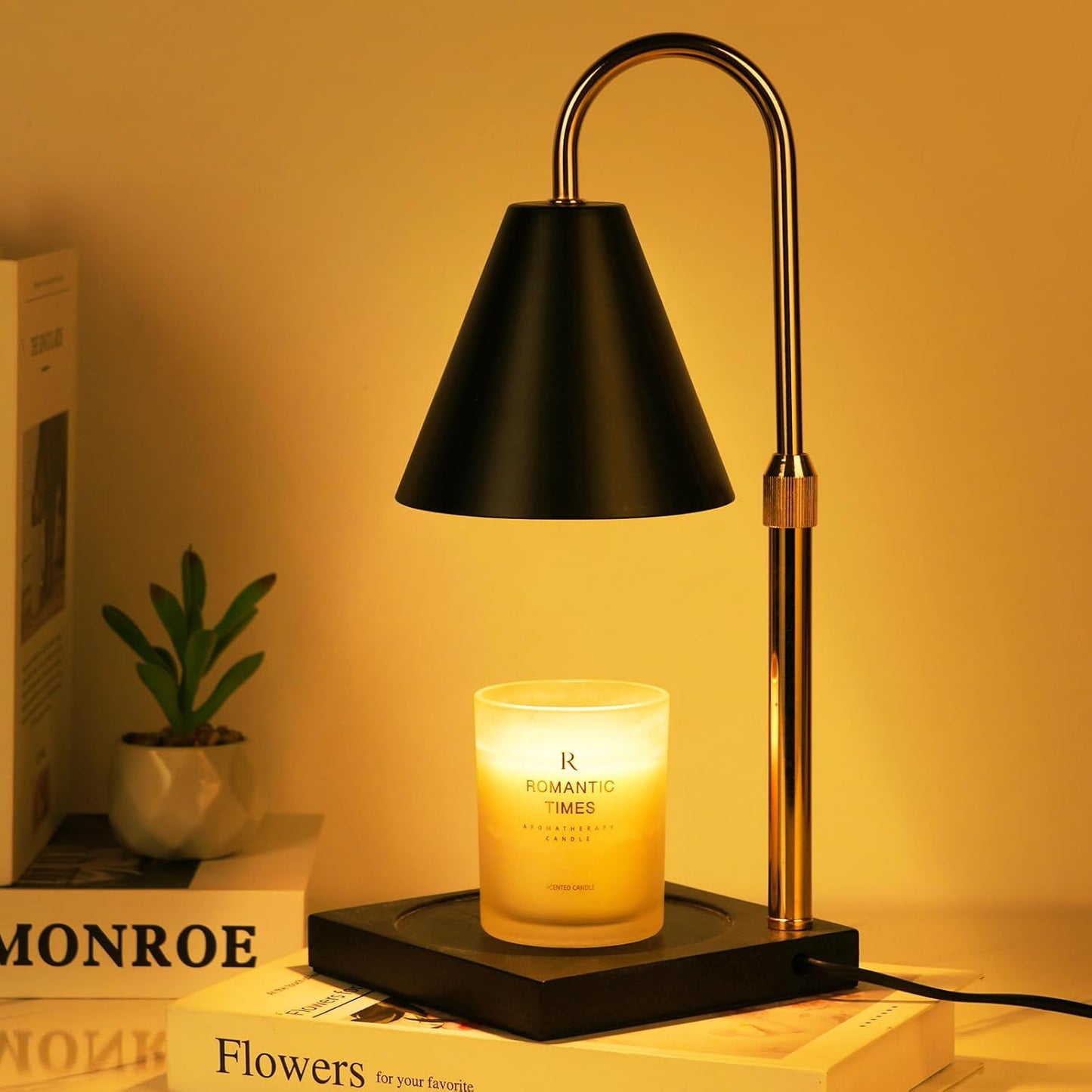Candle Warmer Lamp with Timer Dimmer, Electric Candle Lamp Warmer for Bedroom Decor, Christmas Gifts for Women, Mom, Adjustable Metal Candle Lamp, Mom Gifts, Home Decor for House Warming Gifts, Black