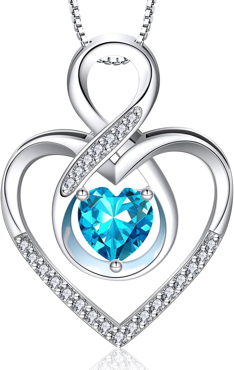 RIVIKO Infinity Heart Symbol Necklace for Women 925 Sterling Silver Love Heart Pendant Valentine's Day Mother's Day Anniversary Birthday Christmas Jewelry Gifts for Women Mom Wife Sister Her Friends